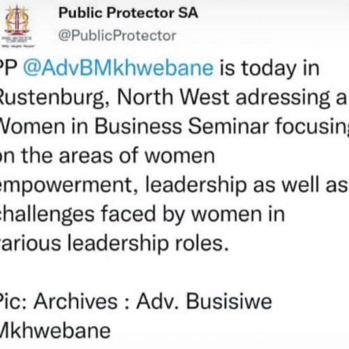 Public Protector Busisiwe Mkhwebane Social Post - women in business seminar ( Event)